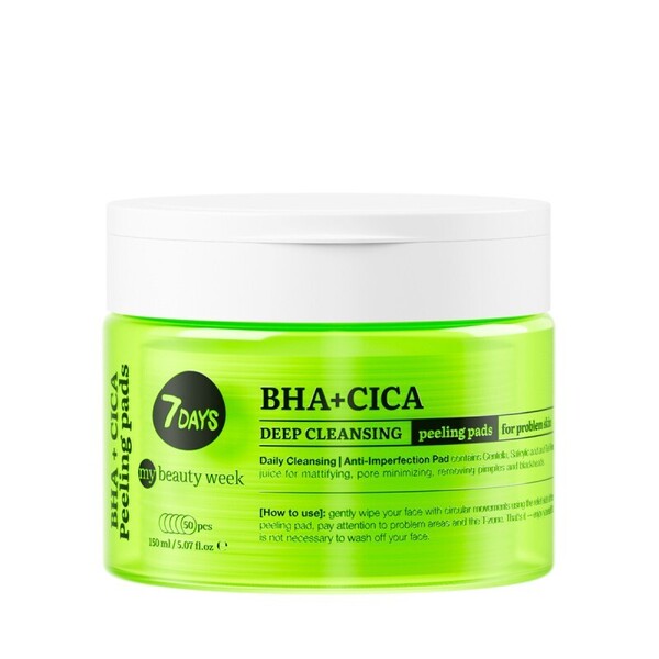 7DAYS Exfoliating Peeling Pads BHA+CICA 50pcs