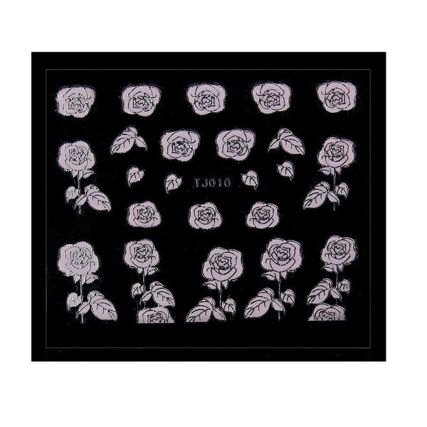 UpLac 3D Αυτοκόλλητο Ρόζ Λουλούδια Ασημί Περίγραμμα TJ010