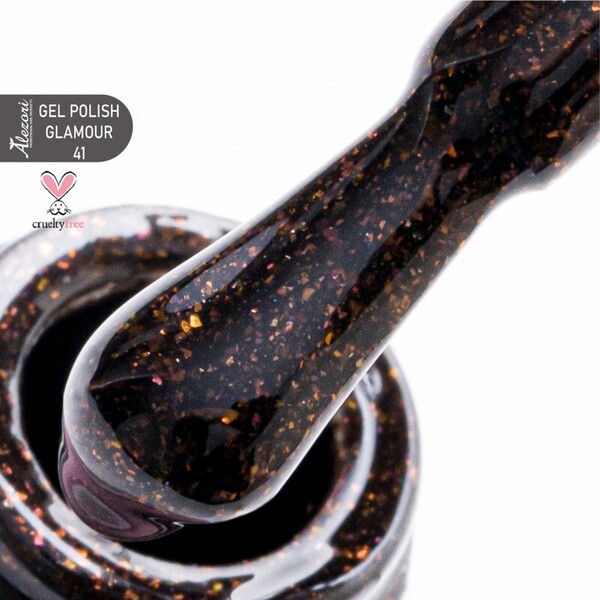 Alezori Gel Polish No 35 15ml BLACK ΜΕ ΨΙΛΟ ΜΠΡΟΝΖΕ GLITTER