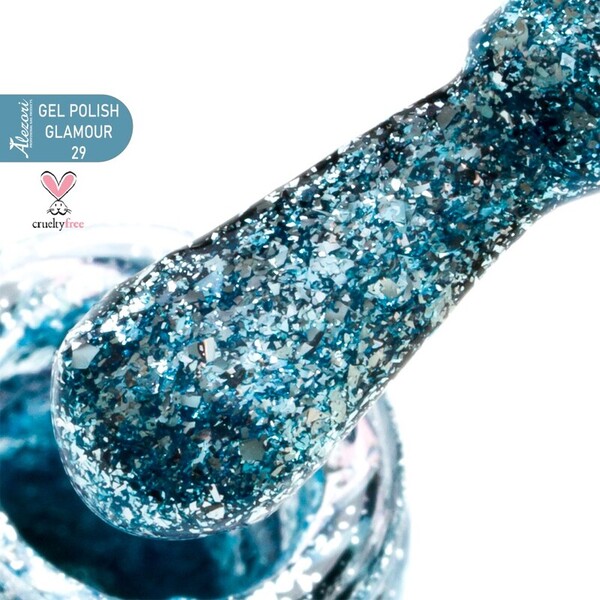 Alezori Gel Polish No 010   15ml GLITTER TURQUOISE
