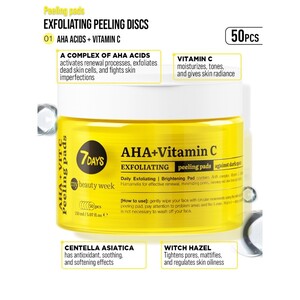 7DAYS Exfoliating Peeling Pads AHA+VITAMIN C 50pcs