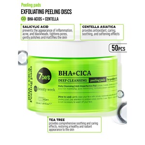 7DAYS Exfoliating Peeling Pads BHA+CICA 50pcs