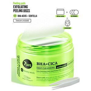 7DAYS Exfoliating Peeling Pads BHA+CICA 50pcs