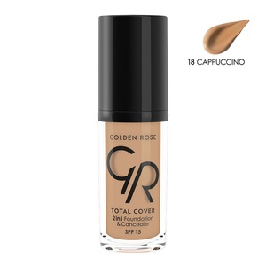 Golden Rose Total Cover 2in1 Foundation & Concealer spf15   30ml # 18 Cappuccino