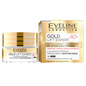 Eveline Gold Lift Expert Luxurious Rejuvenating Cream Serum With 24K Gold 40+ Day/Night 50ml