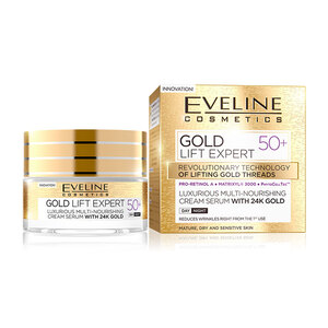 Eveline Gold Lift Expert Luxurious Rejuvenating Cream Serum With 24K Gold 50+ Day/Night 50ml