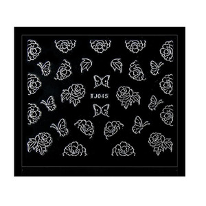 UpLac 3D Αυτοκόλλητο Μαύρα Λουλούδια Ασημί Περίγραμμα TJ045