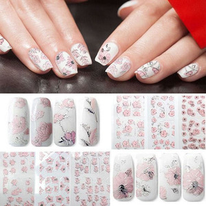 UpLac 3D Sticker Pink Flowers Silver Edge TJ048