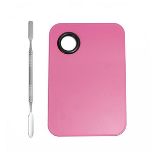 UpLac Stainless Steel Paint Palette Tray Square Flat Pink + Mixing Rod Spatula
